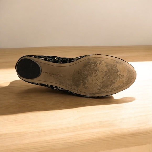 KARL LAGERFELD Black Embellished Flats - Picture 8 of 8